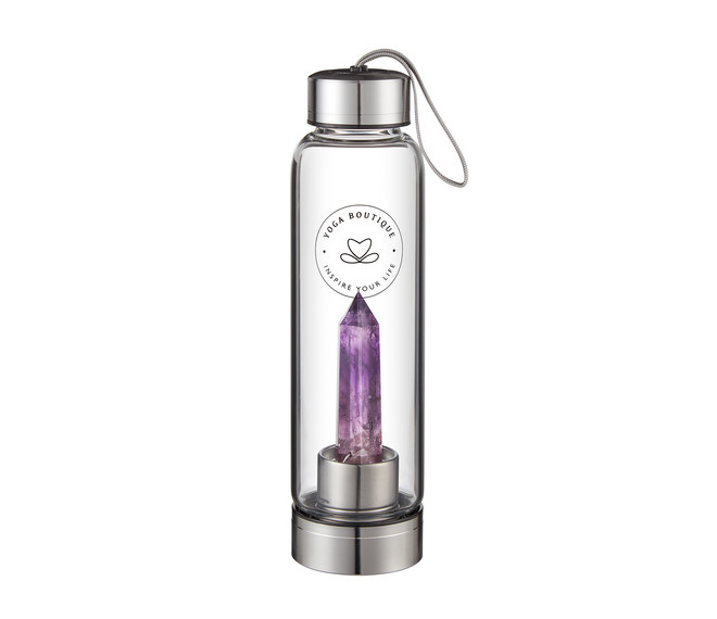 YOGA BOUTIQUE Get energized, get happy! Crystal Water Bottle Amethyst silber