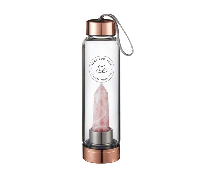 YOGA BOUTIQUE Get energized, get happy! Crystal Water Bottle Rosenquarz rosegold